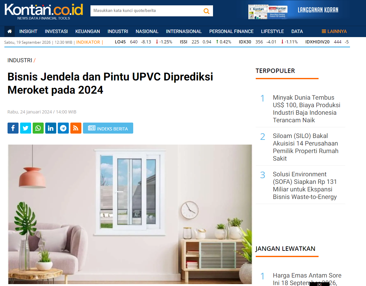 Bisnis Jendela dan Pintu UPVC Diprediksi Meroket pada 2024