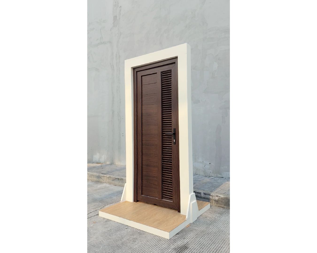Pintu Dark Oakwood 1/2 Panel Jalusi - gambar 1